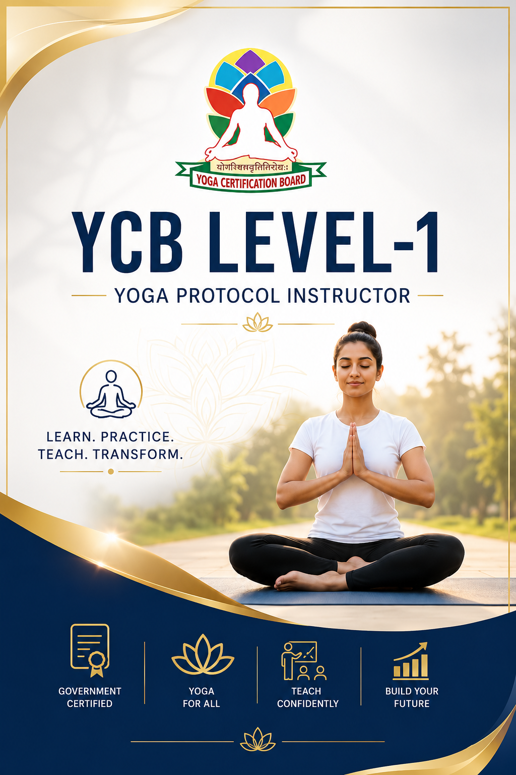 YCB Level‑1 — Yoga Protocol Instructor certification course poster